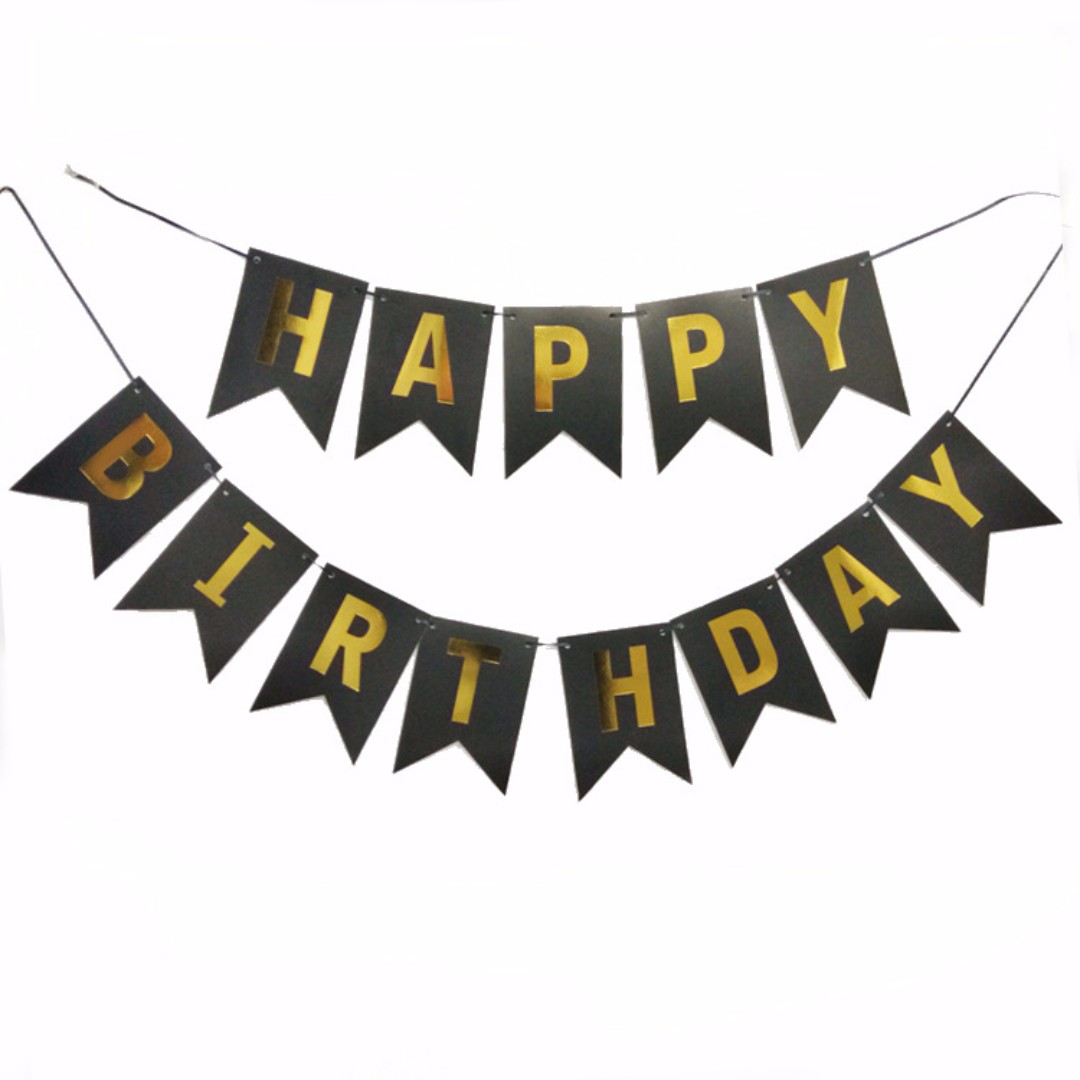 (Ready Stock) Glider Happy Birthday Flag, Bronzing DoveTail Hanging ...