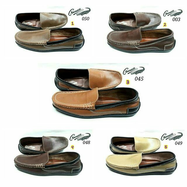 Sepatu casual slip on crocodile pria cowok kulit asli import keren