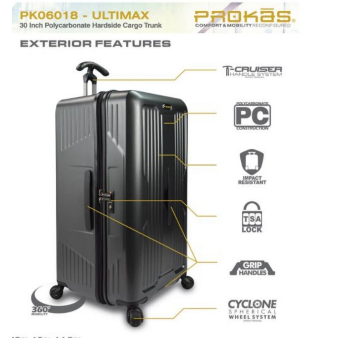 Stylish Traveler s Choice Luggage Prokas Ultimax 30inch