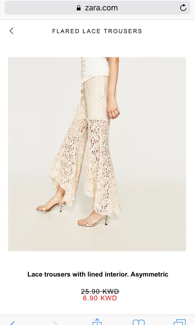 zara white lace pants