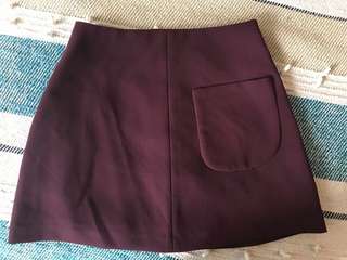 Aritzia Burgundy Essonne Skirt Size 00