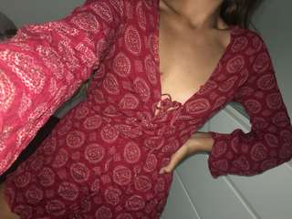 Red patterned playsuit