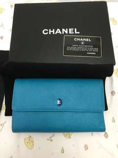 Chanel 雙色三折長夾 護照夾