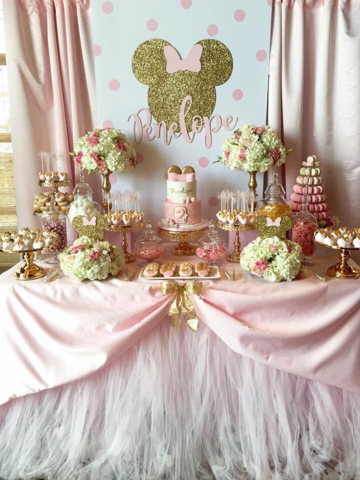 Baby Girl Birthday Dessert Table