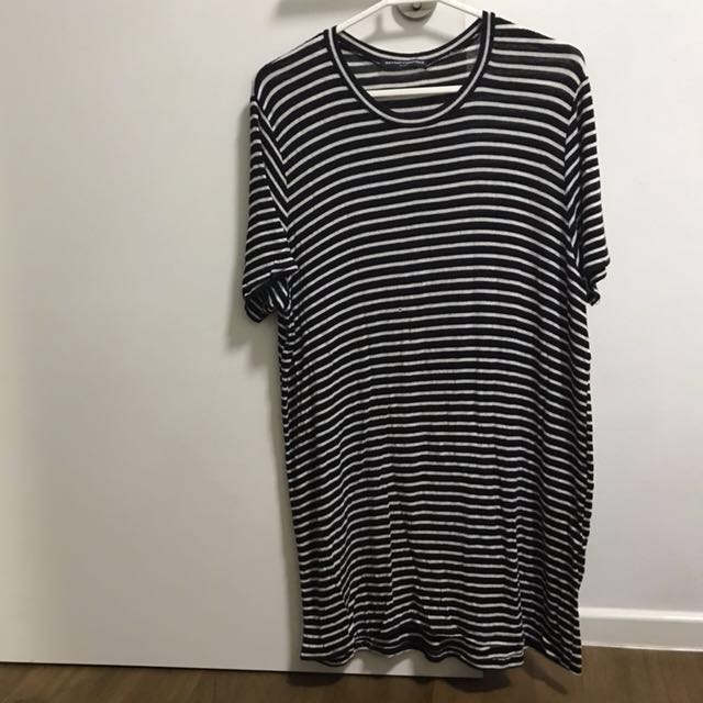 brandy melville black white striped luana top tshirt dress