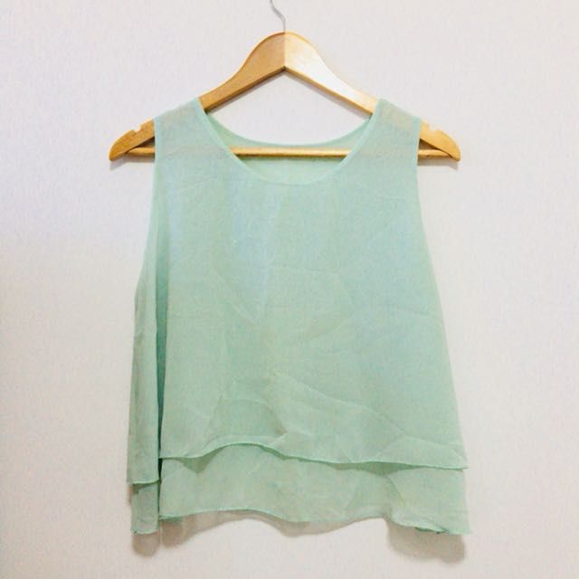 Flowy Pastel Green Top, Women's Fashion, Tops, Others Tops on Carousell
