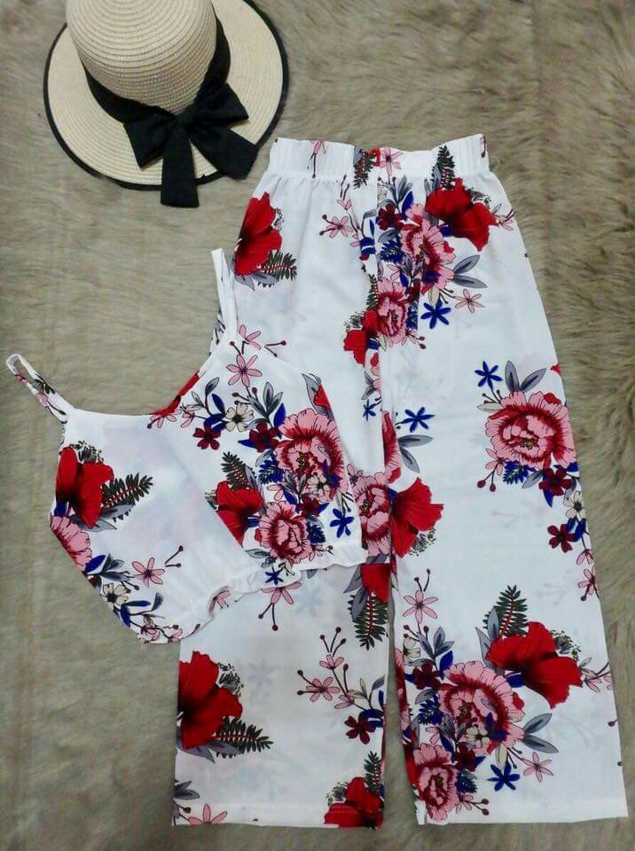 Summer Floral Cami Top And Square Pants Women S Fashion Clothes