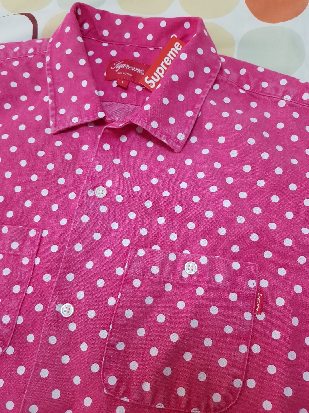 supreme polka dot denim shirt