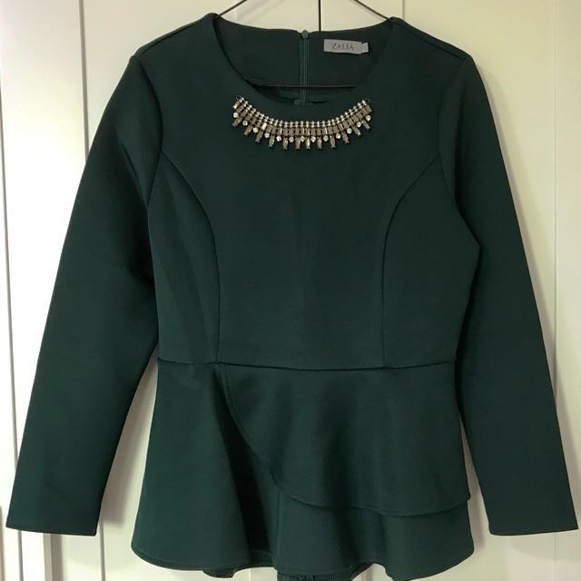 green peplum shirt