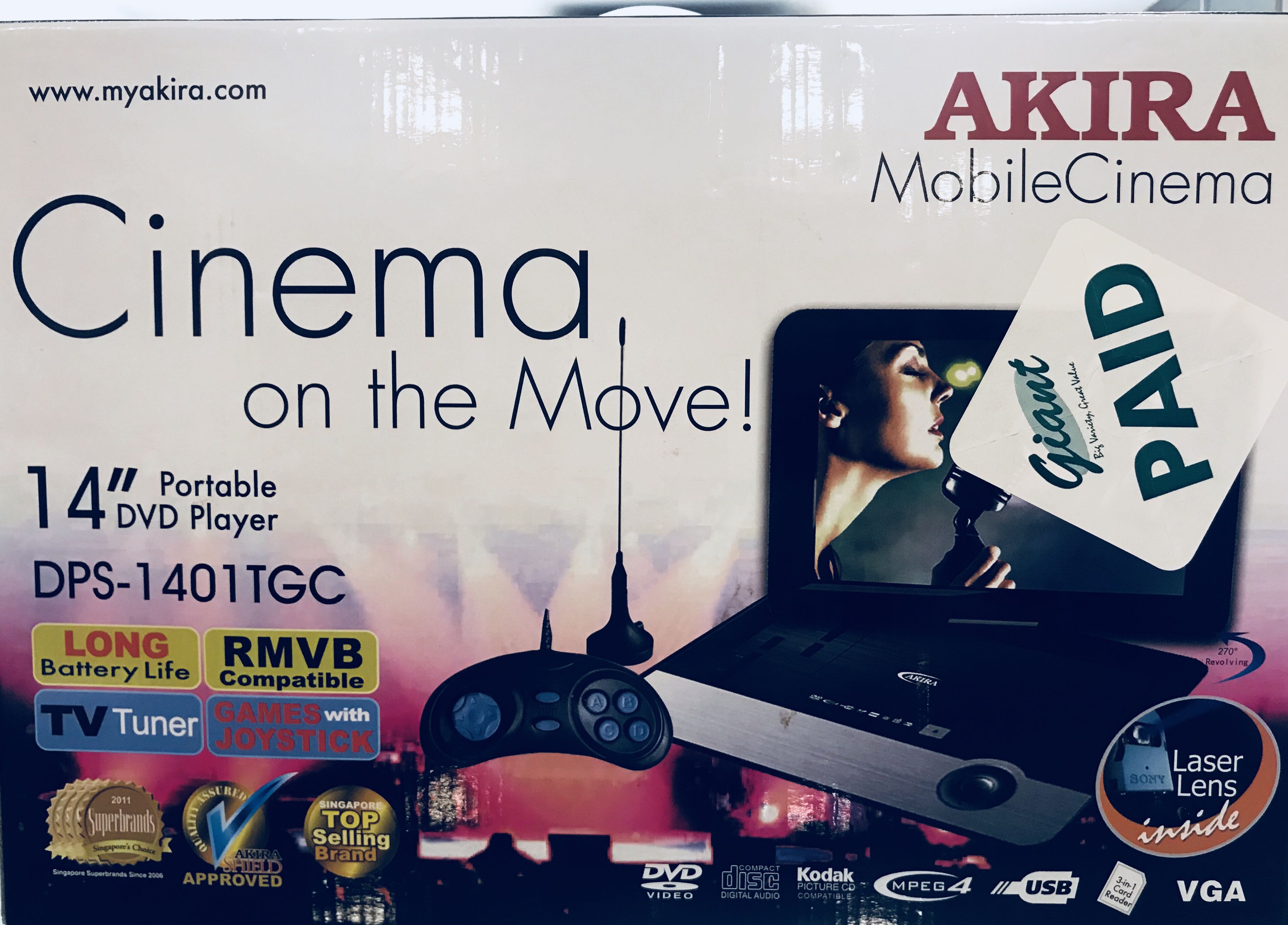 Akira 14” Portable DVD Player, Home Appliances, TVs & Entertainment Systems  on Carousell