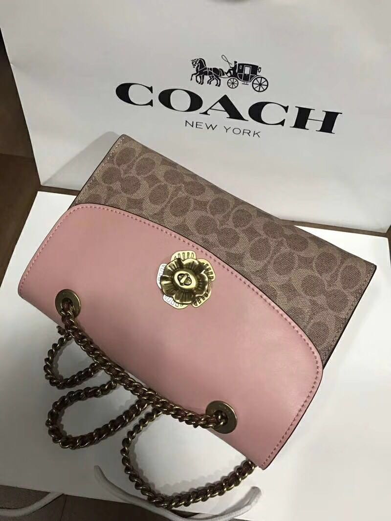 Coach parker in signature canvas with tea rose clearance turnlock