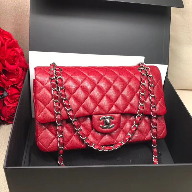 Chanel red double flap sale bag