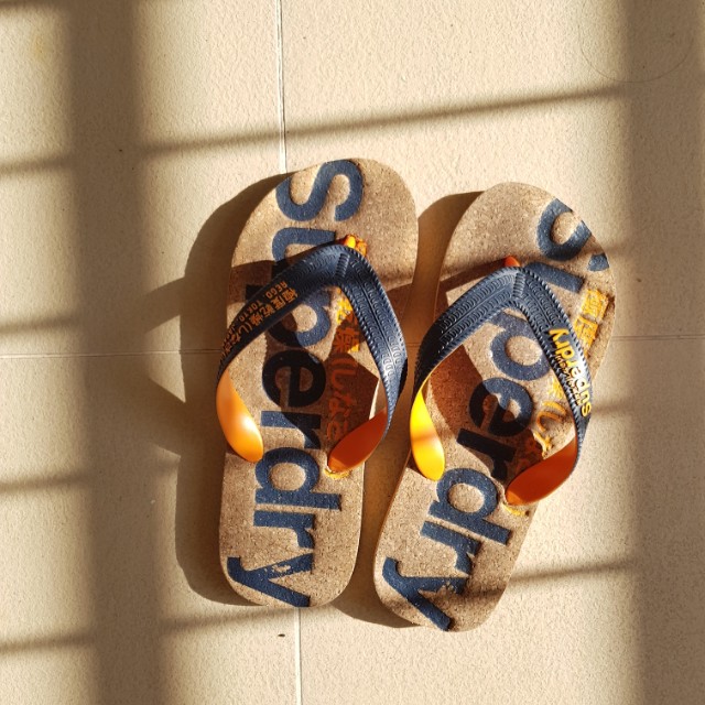 Superdry Cork Flip Flop Flops French Navy Hazard Orange Men s Fashion Footwear Flipflops and Slides on Carousell