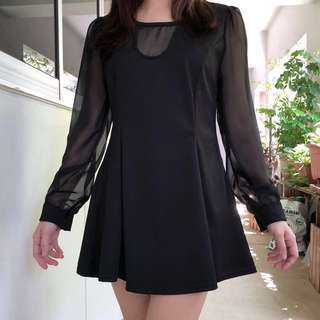 Black sheer sleeves dress 