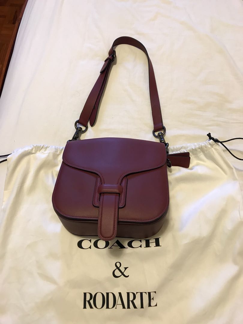 Authentic Coach Rodarte Courier Bag in Bordeaux Black Copper HW