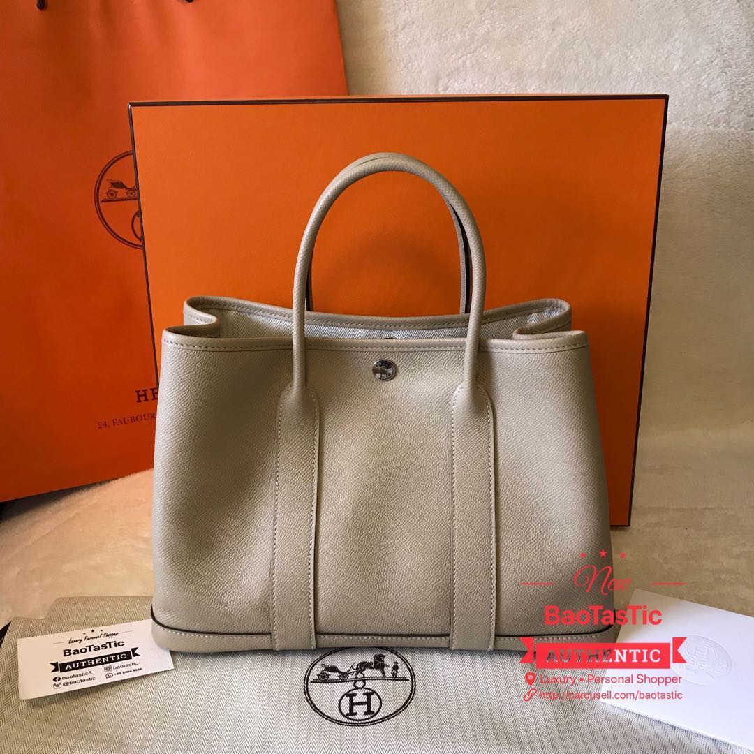 Hermes Garden Party 36cm in White Colour & Matching Twilly