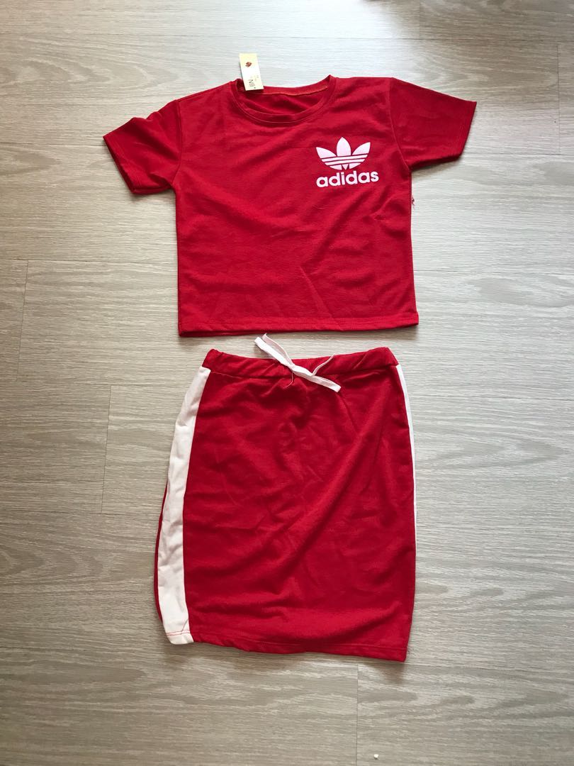 Brand new adidas red top and skirt set 