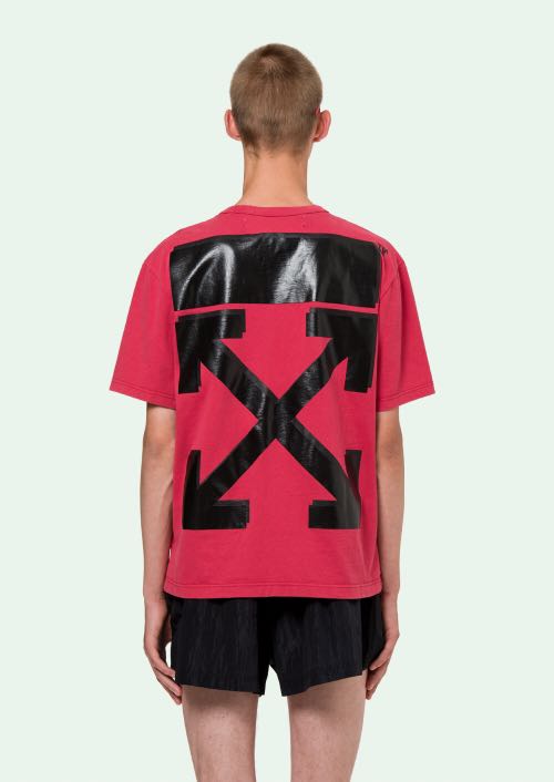 off white x champion tee red