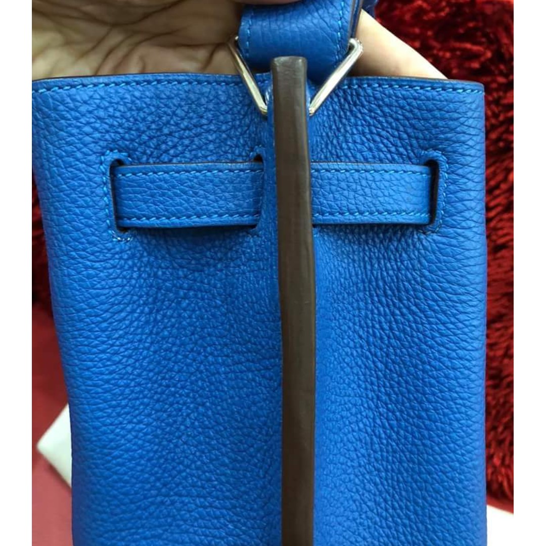 Hermes 26cm Mykonos Togo Leather Palladium Plated So Kelly Bag