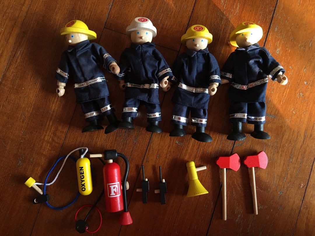 wooden fireman figures