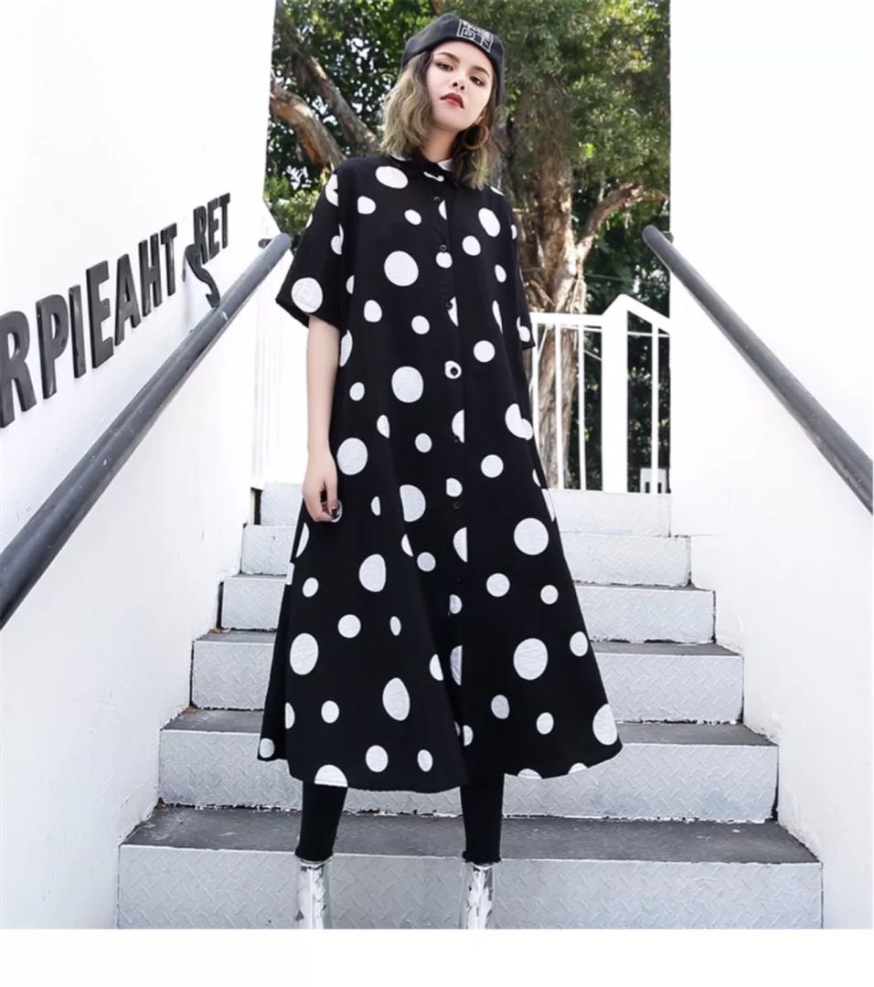 Polka Dot Marimekko Style Shirt Dress