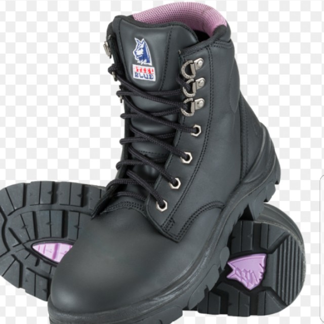 steel blue purple boots