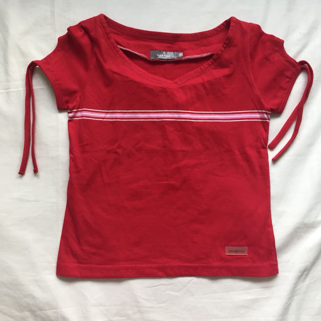 Vintage 90s Naf Naf Red Striped Tee Women S Fashion Clothes