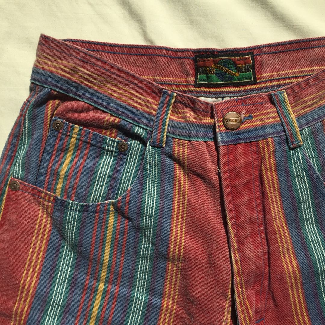 Vintage Structure Jeanswear Multicolor Striped Shorts Men s