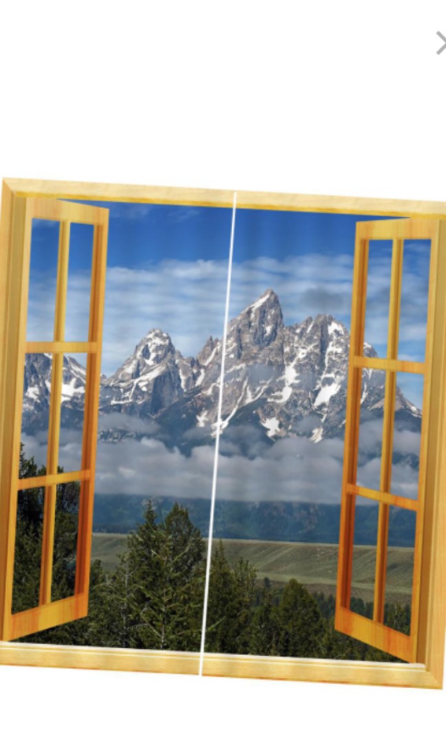 2pcs Landscape Scenery Window Door Curtains Blinds 3d Printed