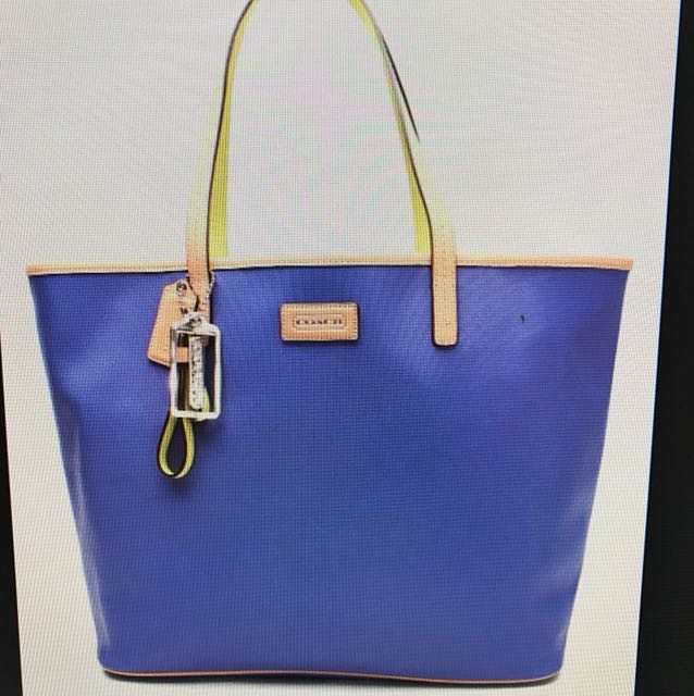 coach blue leather tote