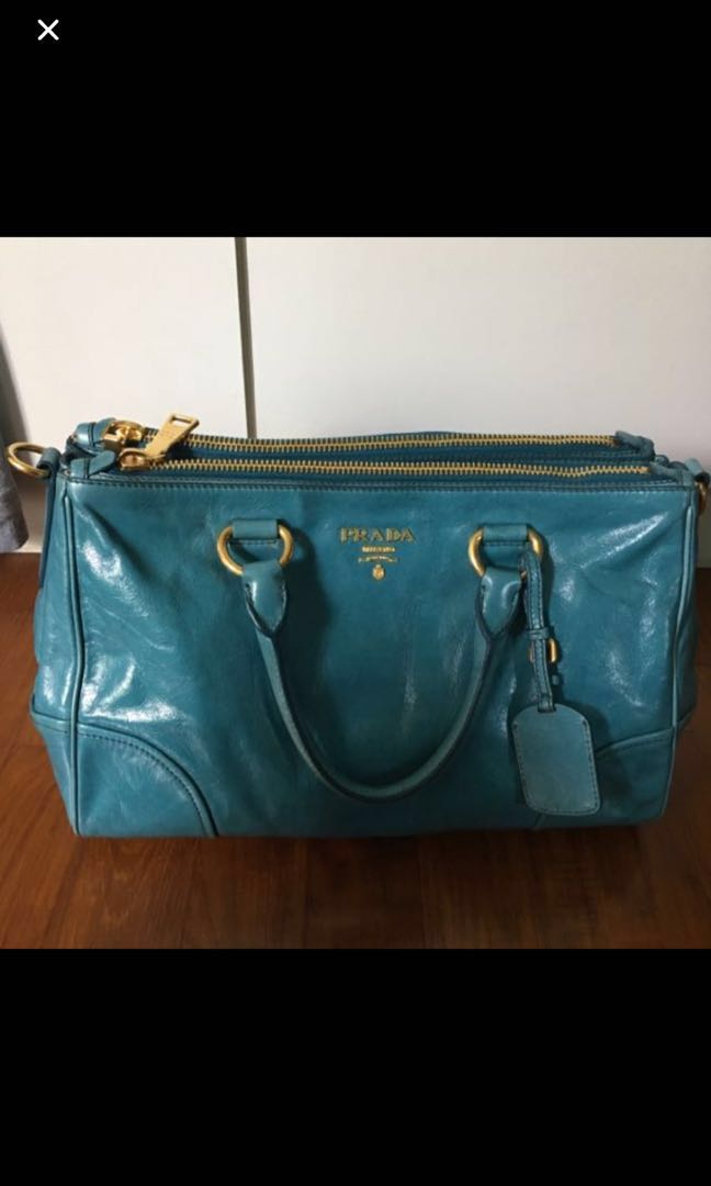 Fast deal at 650 Pre loved Prada BN2324 Vitello Shine Azzurro tote bag. Women s Fashion Bags Wallets Tote Bags on Carousell