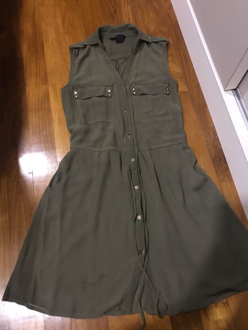 H&m army green dress Clearance