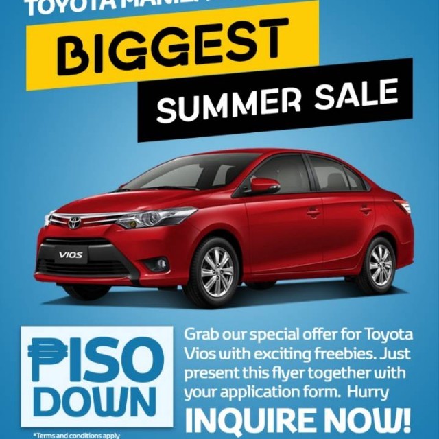 piso downpayment toyota vios 1 3 e mt