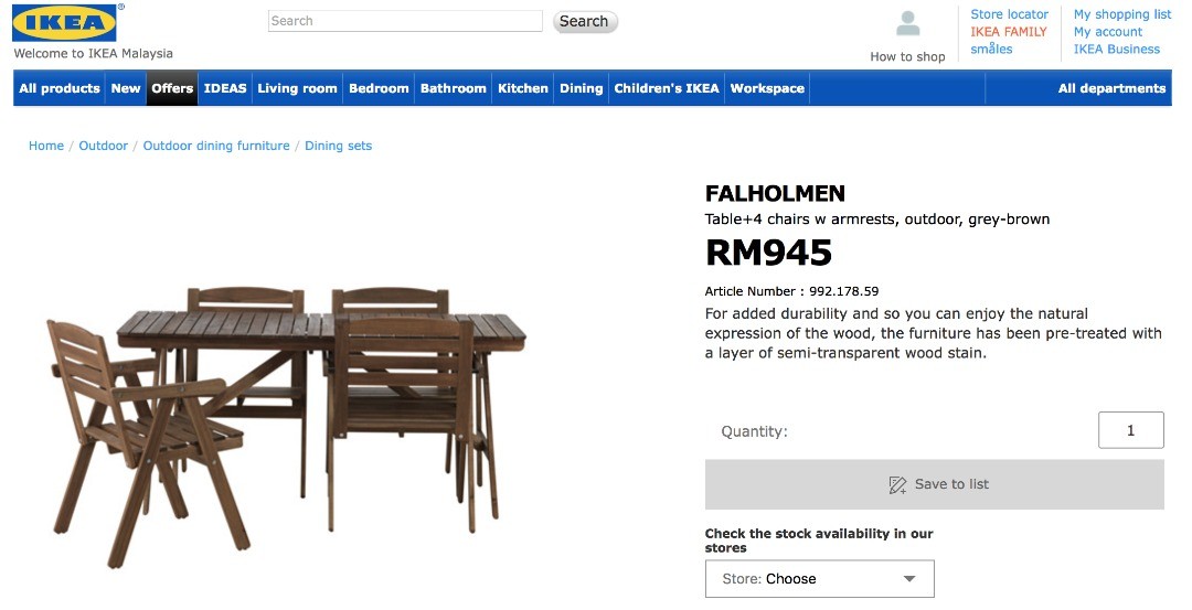 used ikea falholmen table