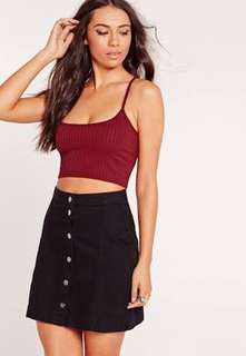 Missguided - Crossover Back Crop Top (Red - Size 8)