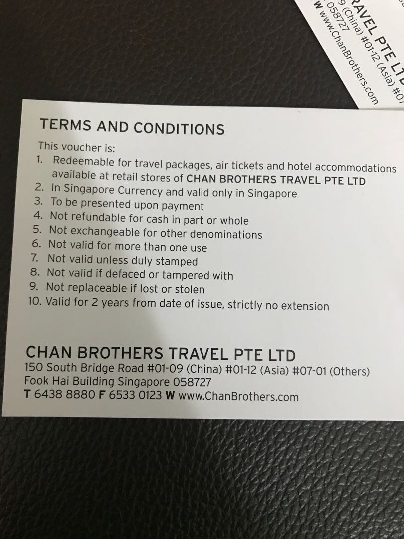 chan brother travel voucher