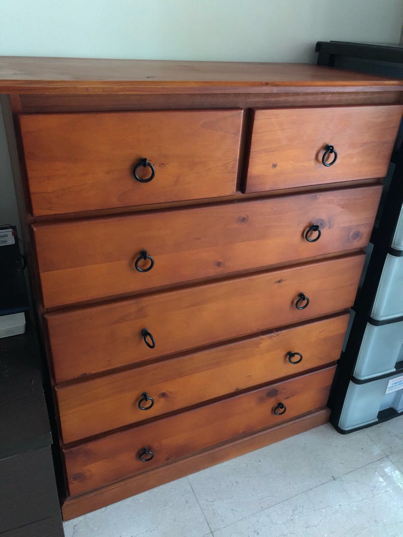 2 X Solid Pine Bedroom Tall Boys Chest Of Drawers For Sale