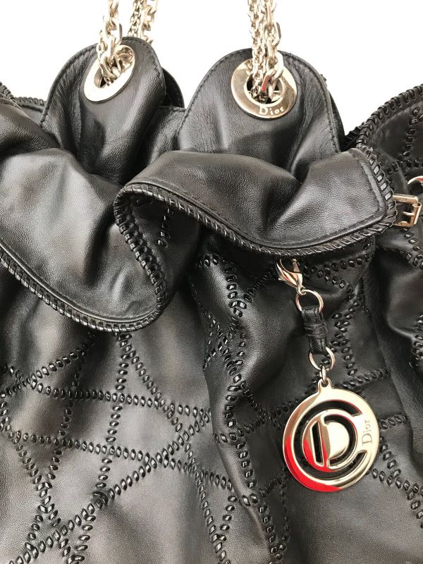 Christian Dior Black Leather Quilted Cannage Le Trente Bag