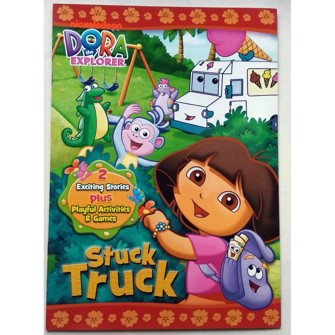 dora-the-explorer-activity-and-story-book-stuck-truck-books-children-s-books-on-carousell