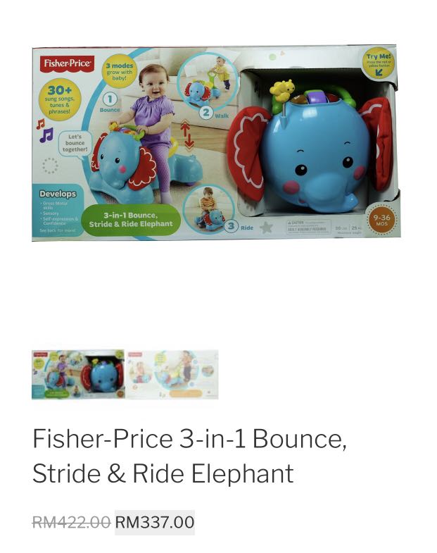 3 in 1 bounce stride and ride shop elephant