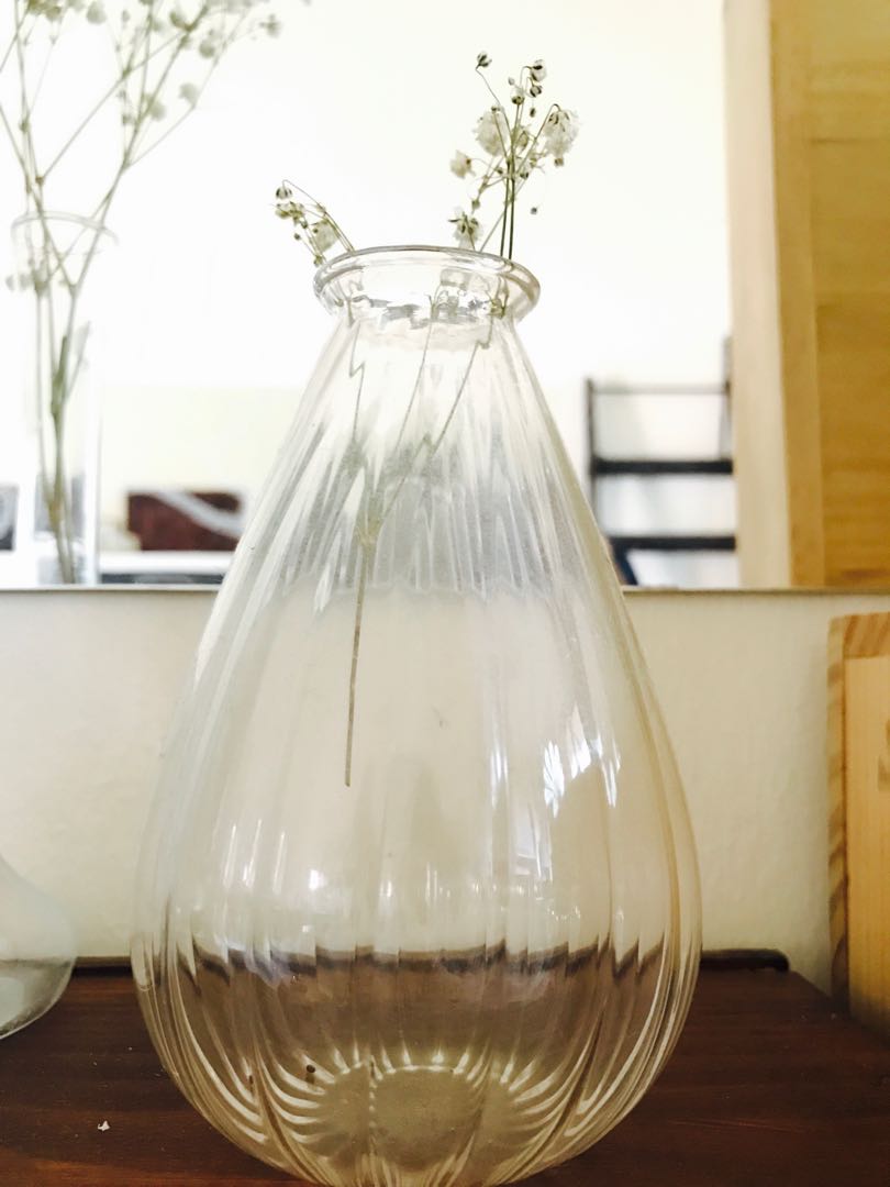 Fluted glass bottles, vases, large or small size, Furniture & Home