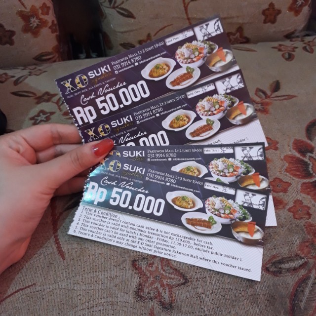 Voucher XO Suki, Tickets & Vouchers, Gift Cards & Vouchers on Carousell