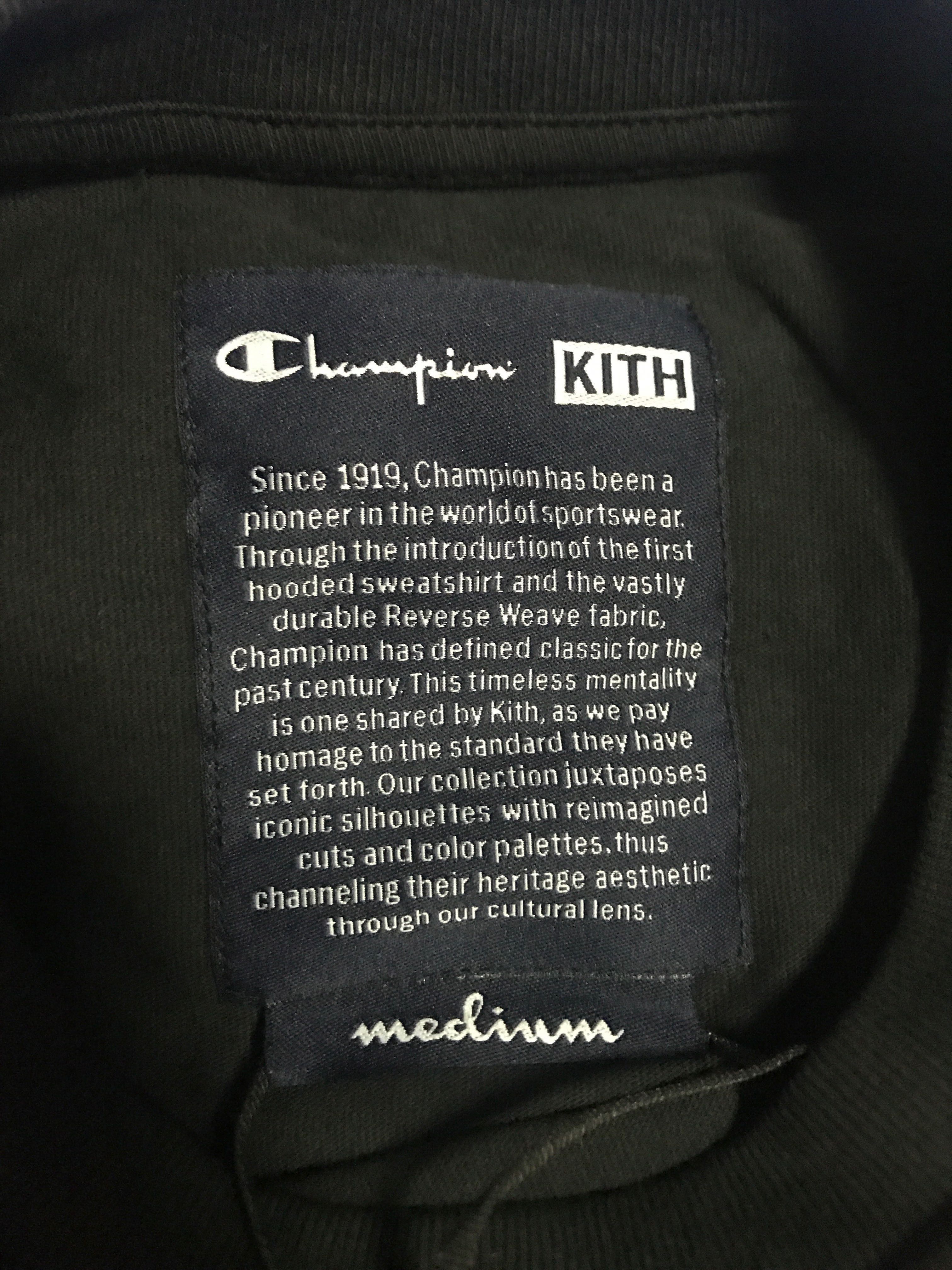 KITH X Champion Double Logo Tee Black Size M Men s Fashion Tops Sets Tshirts Polo Shirts on Carousell
