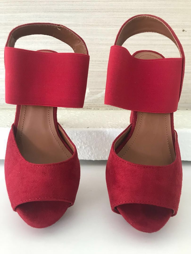 Ladies high heel Chilli red platform 