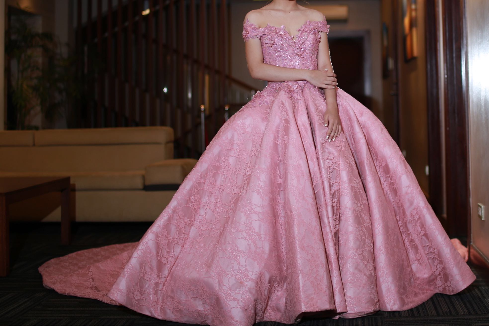 Long back gown old rose for rent Women s Fashion Dresses Sets