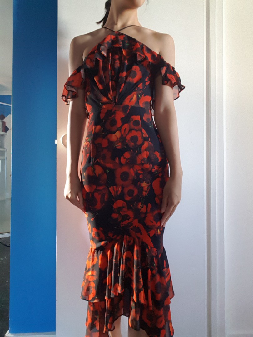 Sheike Red Black Floral Mermaid Dress Women S Fashion Clothes