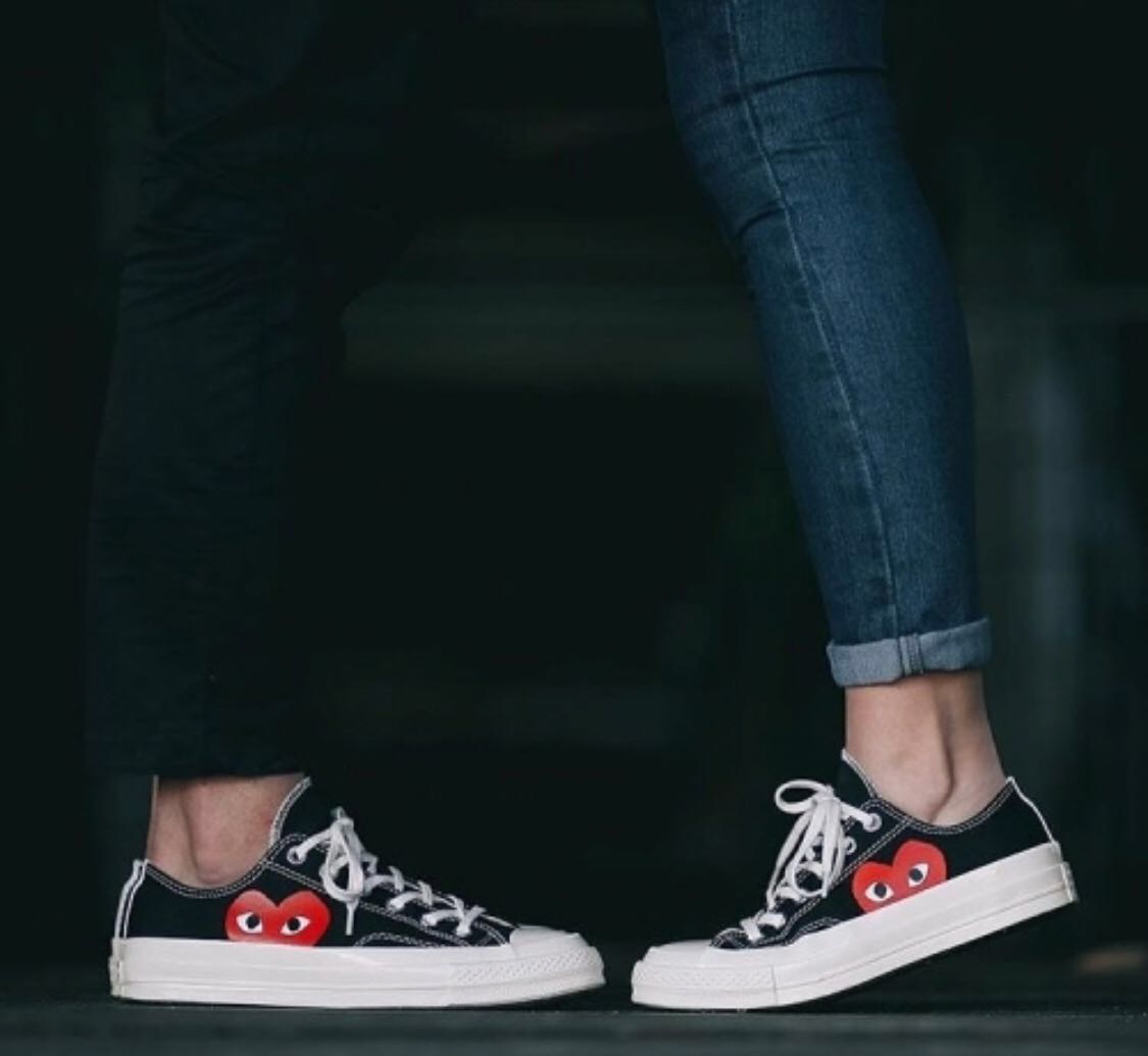 cdg converse low black on feet, OFF 76 