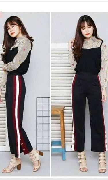 black jeans with white lining