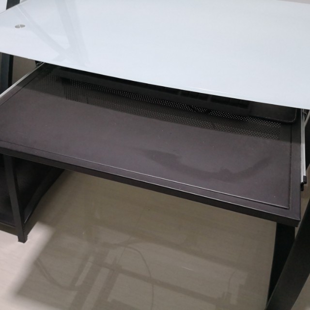 Computer glass table, Furniture & Home Living, Furniture, Tables & Sets