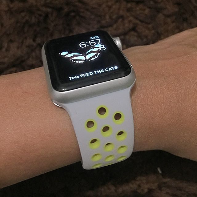 Tali Jam Apple Watch 38mm Size S Nike White And Fluorescent Yellow
